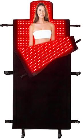 2026 خرز LED مزدوج الطول محدث 660 نانومتر و850 نانومتر بطانية علاج بالضوء الأحمر لكامل الجسم، تستخدم لتخفيف آلام الوجه والجسم والعناية الشخصية بصحة الجلد، 75 بوصة × 34 بوصة (أسود) in Saudi Arabia