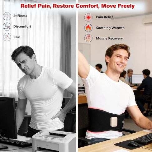Red Light Therapy Belt for Back Pain Relief, Portable 660nm Light Therapy Wrap for Body and Waist, Rechargeable Cordless Controller SMD 3 in 1 Bulb Light for Joint Pain Relief Muscle Relax in Kuwait