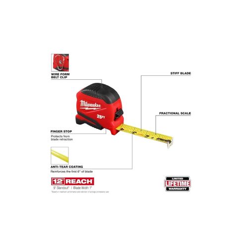 Milwaukee 48-22-1725 25 ft. Compact Tape Measure in Saudi Arabia