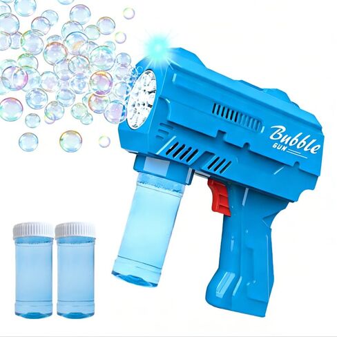 Kids Bubble Gun, Durable Light Up Bubble Machine Gun with 2 Bottles Refill Solution， Bubble Guns for Toddlers, Wedding, Easter, Party Favor, Halloween Toys, Outdoor Toys(Blue) in Saudi Arabia