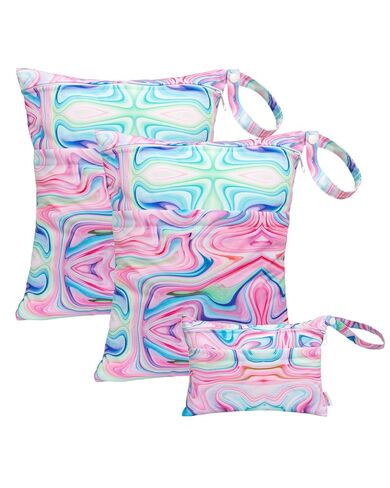 ALVABABY 3 Cloth Diaper Wet Dry Bags Waterproof Reusable with Two Zippered Pockets Travel Beach Pool Daycare Soiled Baby Items Yoga Gym Bag for Swimsuits or Wet Clothes Small Medium Large 3L-ZM28 in Saudi Arabia