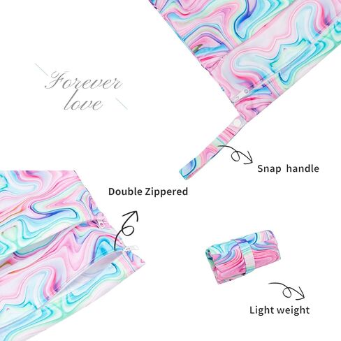 ALVABABY 3 Cloth Diaper Wet Dry Bags Waterproof Reusable with Two Zippered Pockets Travel Beach Pool Daycare Soiled Baby Items Yoga Gym Bag for Swimsuits or Wet Clothes Small Medium Large 3L-ZM28 in Saudi Arabia
