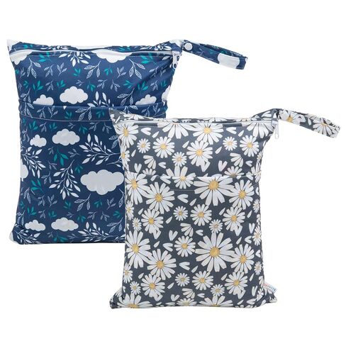 ALVABABY 3 Cloth Diaper Wet Dry Bags Waterproof Reusable with Two Zippered Pockets Travel Beach Pool Daycare Soiled Baby Items Yoga Gym Bag for Swimsuits or Wet Clothes Small Medium Large 3L-ZM28 in Saudi Arabia