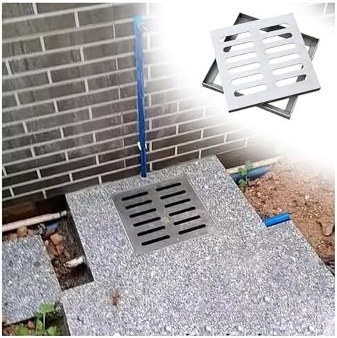 شبكة تصريف من الفولاذ المقاوم للصدأ للحديقة الخارجية - أحجام مربعة 20-60 سم - غطاء حوض متين لتصريف مياه الصرف الصحي بكفاءة (55 × 55 × 3 سم) in Kuwait