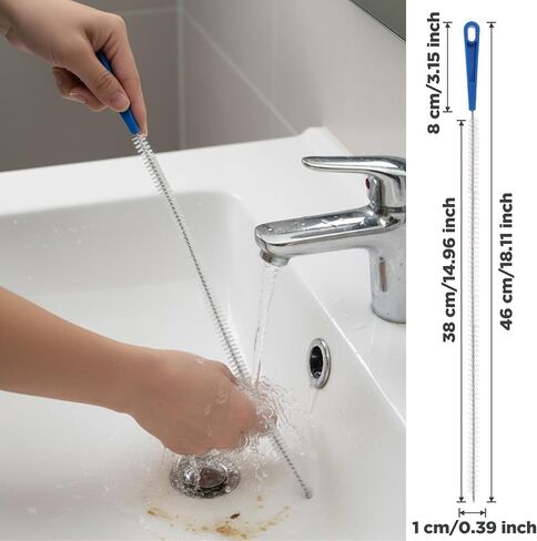 Ymapinc Shower Drain Cleaner Tool, 2 Pcs 18.11inch Shower Drain Clog Remover Tool for Hair Remover, Sink Cleaning Brush, Sink Brush, Plumbing Cleaning Tools for Kitchen & Bathroom in Saudi Arabia