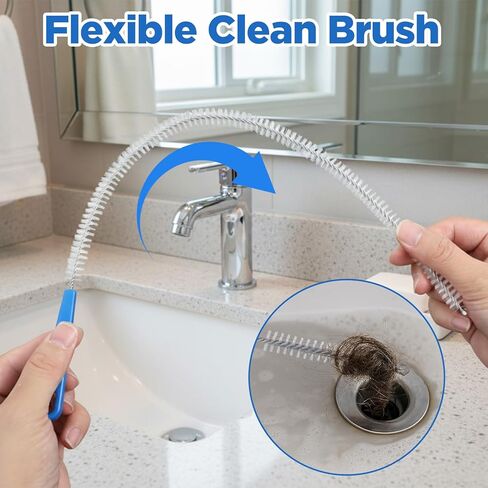 Ymapinc Shower Drain Cleaner Tool, 2 Pcs 18.11inch Shower Drain Clog Remover Tool for Hair Remover, Sink Cleaning Brush, Sink Brush, Plumbing Cleaning Tools for Kitchen & Bathroom in Saudi Arabia