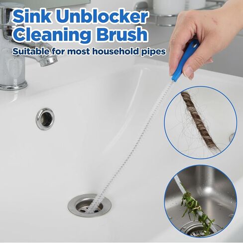 Ymapinc Shower Drain Cleaner Tool, 2 Pcs 18.11inch Shower Drain Clog Remover Tool for Hair Remover, Sink Cleaning Brush, Sink Brush, Plumbing Cleaning Tools for Kitchen & Bathroom in Saudi Arabia
