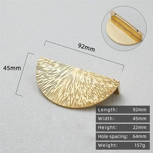 Solid Brass Hammer Pattern Semi-Circular Silver Handle Drawer Gold Pull 1Pcs(CW-92mm-PVD) in Saudi Arabia