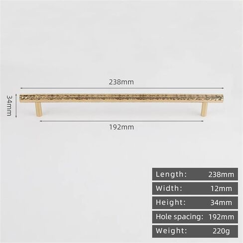 Solid Brass Hammer Patterned Long Handle Kitchen Drawer Circular 14.96 Inch Cabinet 1Pcs(9-238mm-192mm) in Saudi Arabia