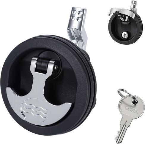 Boat Door Latch Fits 2-1/2" Hole Flush Mount Floor Latches,Marine Grade Black Nylon T-Handle Locking Latch,Boat Cam Latch in Saudi Arabia