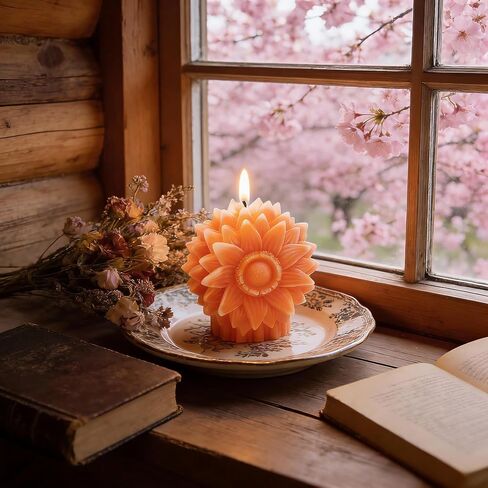 Sunflower Shaped Scented Candle,130G Handmade Clusters Aesthetic Soy Wax Aroma Decorative Candle for Table Photo Prop Valentine's Day Wedding Birthday,Prefect for Meditation Stress in Saudi Arabia