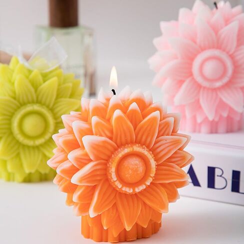 Sunflower Shaped Scented Candle,130G Handmade Clusters Aesthetic Soy Wax Aroma Decorative Candle for Table Photo Prop Valentine's Day Wedding Birthday,Prefect for Meditation Stress in Saudi Arabia