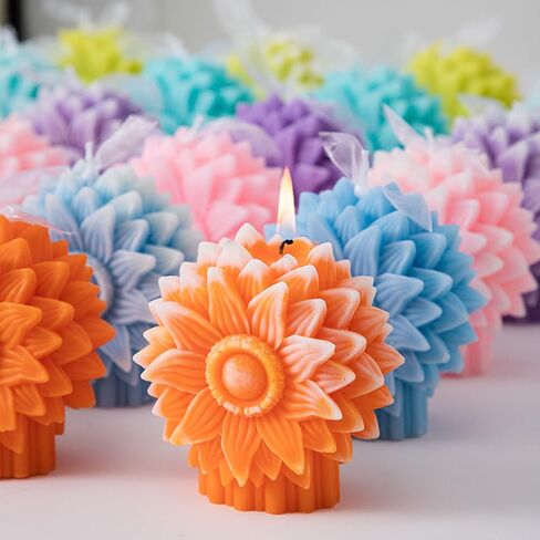 Sunflower Shaped Scented Candle,130G Handmade Clusters Aesthetic Soy Wax Aroma Decorative Candle for Table Photo Prop Valentine's Day Wedding Birthday,Prefect for Meditation Stress in Saudi Arabia