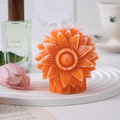 Sunflower Shaped Scented Candle,130G Handmade Clusters Aesthetic Soy Wax Aroma Decorative Candle for Table Photo Prop Valentine's Day Wedding Birthday,Prefect for Meditation Stress in Saudi Arabia