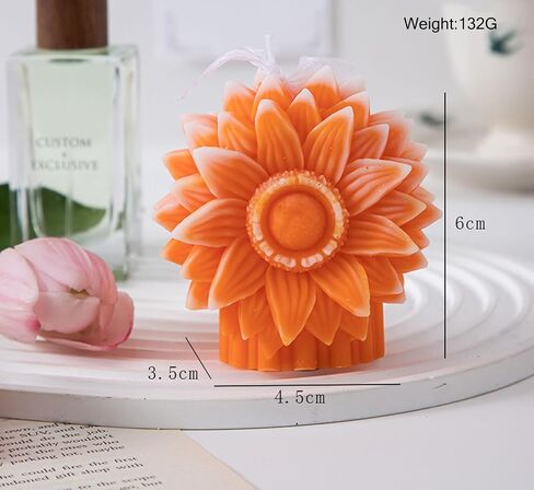 Sunflower Shaped Scented Candle,130G Handmade Clusters Aesthetic Soy Wax Aroma Decorative Candle for Table Photo Prop Valentine's Day Wedding Birthday,Prefect for Meditation Stress in Saudi Arabia
