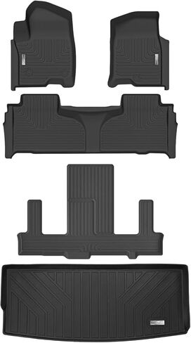حصيرة أرضية وبطانة شحن لعام 2021-2024 2025 شيفروليه تاهو/GMC Yukon 7 ركاب مع مقاعد دلو الصف الثاني ، TPE All Weather Trunk Mat 2021-2025 Tahoe/Yukon Associory in Kuwait