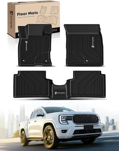 سجادات أرضية YHTAUTO متوافقة مع Ford Maverick 2022-2024 (غير مناسبة هجينة) - الصف الأول والثاني، بطانات أرضية السيارة TPE مناسبة لجميع الأحوال الجوية، أسود، مجموعة من 3 قطع in Kuwait