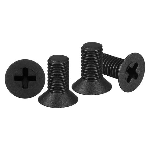 METALLIXITY Phillips Flat Head Machine Screws Bolts (M5-0.8x10) 100Pcs, Nylon Countersunk Cross Screws - for Household Indoor Maintenance Installment DIY, Black in Saudi Arabia