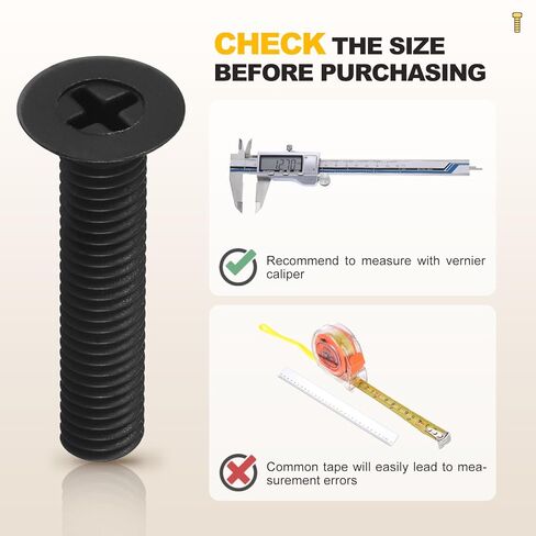 METALLIXITY Phillips Flat Head Machine Screws Bolts (M5-0.8x10) 100Pcs, Nylon Countersunk Cross Screws - for Household Indoor Maintenance Installment DIY, Black in Saudi Arabia