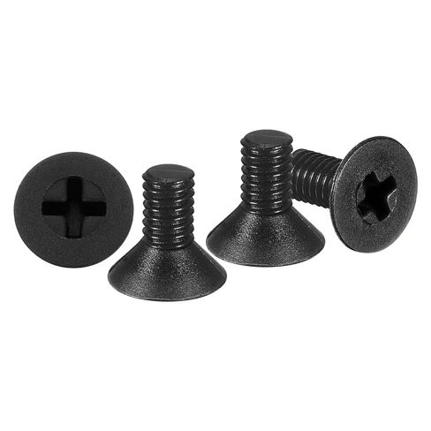 METALLIXITY Phillips Flat Head Machine Screws Bolts (M5-0.8x10) 100Pcs, Nylon Countersunk Cross Screws - for Household Indoor Maintenance Installment DIY, Black in Saudi Arabia