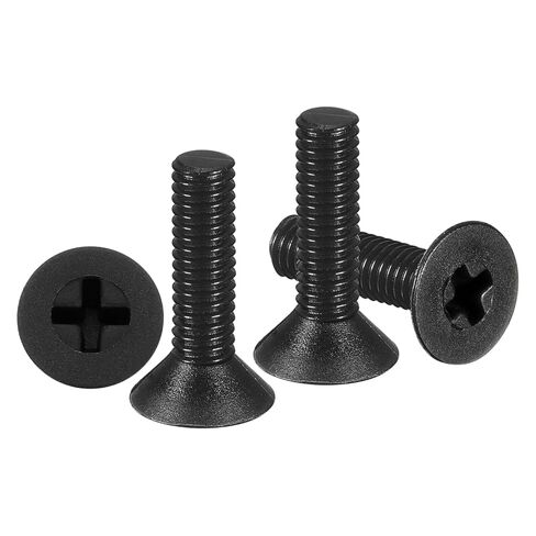 METALLIXITY Phillips Flat Head Machine Screws Bolts (M5-0.8x10) 100Pcs, Nylon Countersunk Cross Screws - for Household Indoor Maintenance Installment DIY, Black in Saudi Arabia
