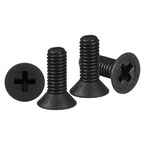 METALLIXITY Phillips Flat Head Machine Screws Bolts (M5-0.8x10) 100Pcs, Nylon Countersunk Cross Screws - for Household Indoor Maintenance Installment DIY, Black in Saudi Arabia