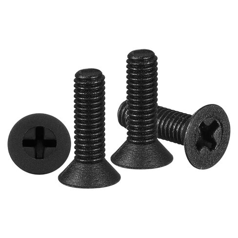 METALLIXITY Phillips Flat Head Machine Screws Bolts (M5-0.8x10) 100Pcs, Nylon Countersunk Cross Screws - for Household Indoor Maintenance Installment DIY, Black in Saudi Arabia