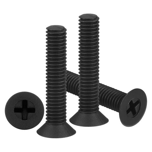 METALLIXITY Phillips Flat Head Machine Screws Bolts (M5-0.8x10) 100Pcs, Nylon Countersunk Cross Screws - for Household Indoor Maintenance Installment DIY, Black in Saudi Arabia