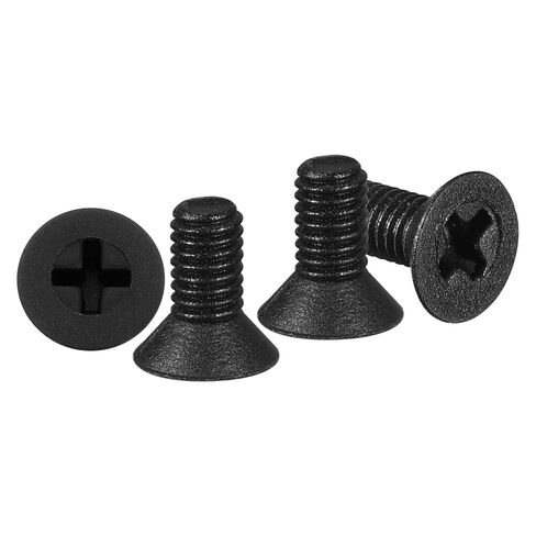 METALLIXITY Phillips Flat Head Machine Screws Bolts (M5-0.8x10) 100Pcs, Nylon Countersunk Cross Screws - for Household Indoor Maintenance Installment DIY, Black in Saudi Arabia