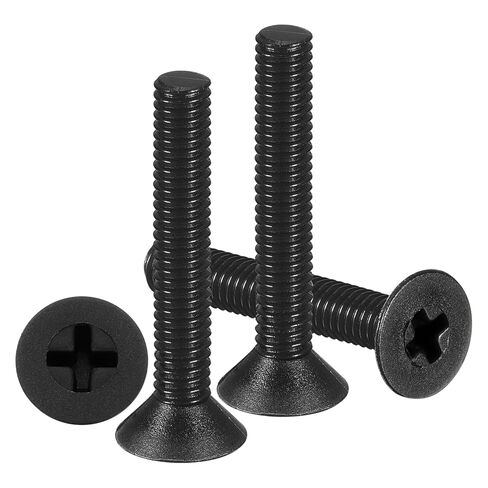 METALLIXITY Phillips Flat Head Machine Screws Bolts (M5-0.8x10) 100Pcs, Nylon Countersunk Cross Screws - for Household Indoor Maintenance Installment DIY, Black in Saudi Arabia
