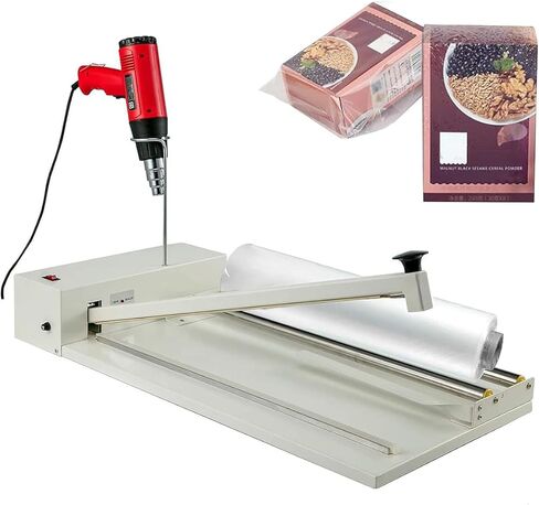 ماكينة تغليف يدوية بسدادة انكماش مقاس 18 بوصة مع مسدس هواء ساخن، ماكينة تعبئة حديد ممتازة حقيبة PVC أنظمة سدادة حرارية بلاستيكية in Kuwait