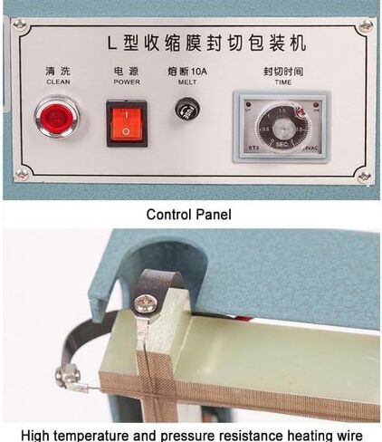 Impulse Heat Sealer Shrink Wrap Machine,L-Bar Packing Machine Adjustable Time,Manual Heat Sealing Machine Simultaneous Sealing and Cutting,for Households in Kuwait