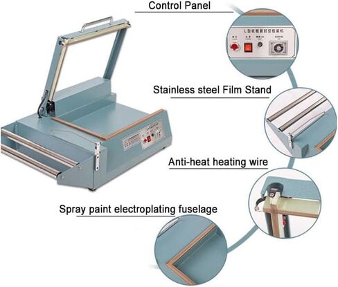Impulse Heat Sealer Shrink Wrap Machine,L-Bar Packing Machine Adjustable Time,Manual Heat Sealing Machine Simultaneous Sealing and Cutting,for Households in Kuwait