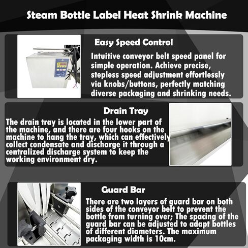 آلة تقليص الملصقات البخارية غرفة تسخين 5.6 قدم، 0-212 درجة فهرنهايت تحكم دقيق في درجة الحرارة لـ PVC/PP/POF/PE/ETC/PET مع مولد بخار 24 كيلو وات 220 فولت 3PH in Kuwait