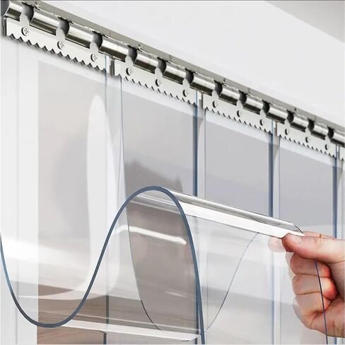 ستارة باب شفافة مقاومة للماء من شريط PVC - بديل الفينيل للمستودعات، والمجمدات، والمبرد، والطابق السفلي، وبيت الحيوانات الأليفة - مقاس W165xH190cm (64.96x74.8in) in Kuwait