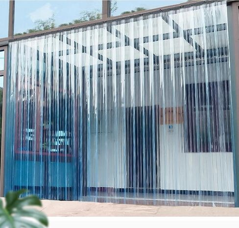 ستارة شريطية شفافة من مادة PVC للمداخل - ستارة باب بلاستيكية ناعمة عازلة للحرارة لمحلات السوبر ماركت والجراجات والمستودعات والحظائر (W225xH220cm/88.58x86.61in) in Kuwait