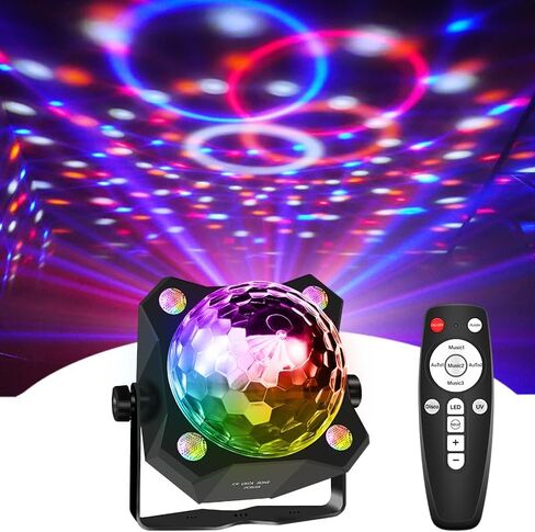 أضواء الحفلات ديسكو الكرة الخفيفة، الصوت المنشط مع تأثير ستروب وجهاز التحكم عن بعد، LED 6 ألوان ديكور لحفلات عيد الهالوين وأعياد الميلاد والكاريوكي، ونادي المنزل وحفلات الزفاف in Saudi Arabia