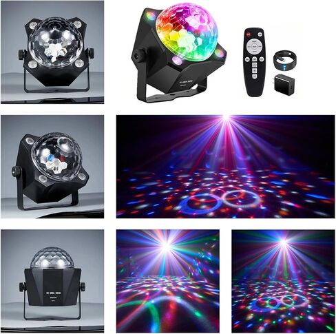 أضواء الحفلات ديسكو الكرة الخفيفة، الصوت المنشط مع تأثير ستروب وجهاز التحكم عن بعد، LED 6 ألوان ديكور لحفلات عيد الهالوين وأعياد الميلاد والكاريوكي، ونادي المنزل وحفلات الزفاف in Saudi Arabia
