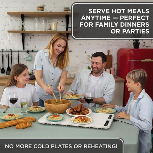 Food Warming Mat, 9-Temperature Electric Heating Tray with Timer & Safety Lock, Silicone Roll-Up Buffet Warmer for Countertop, Parties, Home & Travel (Dark Grey) in Saudi Arabia