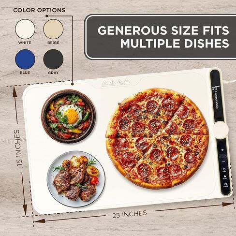 Food Warming Mat, 9-Temperature Electric Heating Tray with Timer & Safety Lock, Silicone Roll-Up Buffet Warmer for Countertop, Parties, Home & Travel (Dark Grey) in Saudi Arabia
