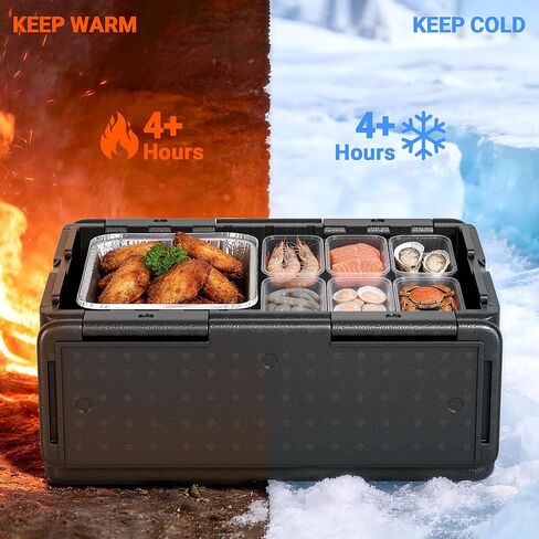 42QT EPP Insulated Catering Hot Box, Top Load Collapsible Food Pan Carrier with 2 Reusable Ice Packs, Holds Full & Half-Size 8″ Deep Pans, Portable with Handles, for Outdoor, BBQ, Buffet in Saudi Arabia
