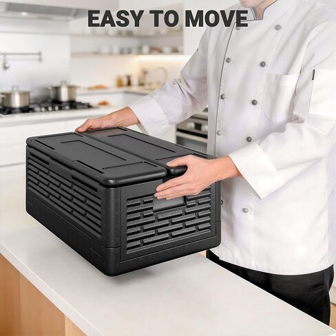 42QT EPP Insulated Catering Hot Box, Top Load Collapsible Food Pan Carrier with 2 Reusable Ice Packs, Holds Full & Half-Size 8″ Deep Pans, Portable with Handles, for Outdoor, BBQ, Buffet in Saudi Arabia