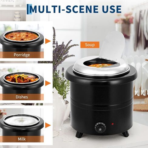 13.7-Quart Commercial Electric Soup Warmer – Stainless Steel Food Warmer with Adjustable Temp Control, Hinged Lid & Detachable Pot for Restaurants, Parties & Home in Kuwait