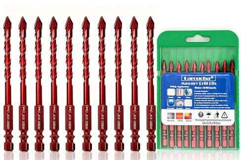 10 قطعة 1/4 بوصة أحمر خاص ملتوي الرأس مجموعة مثقاب غريب الأطوار، 6 مم بلاط البورسلين مثقاب مثقاب الخرسانة للزجاج والطوب والبلاستيك والأسمنت والخشب والسيراميك والمعادن والرخام. in Kuwait