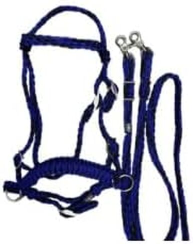 black and blue pony bitless bridle horse tack side pull hackamore with optional reins in small and large pony size in Saudi Arabia