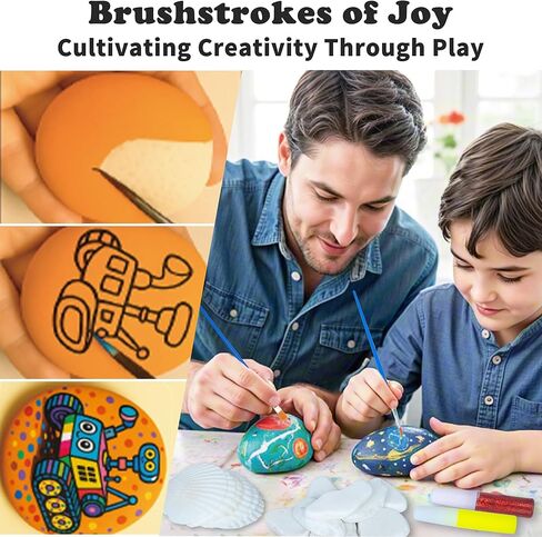 Awsoo Glow in The Dark Rock & Shell Painting Kit Arts and Crafts for Kids Ages 6-12, Kids Craft Paint Kit, Art Supplies Toy, Creative Painting Kits, Christmas Toy Gifts for Boys Girls in Saudi Arabia