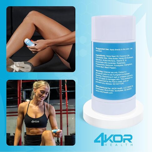 عصا بلسم القنب 4KOR - بلسم موضعي للبشرة مع إحساس بالتبريد والدفء | قابل للحمل وغير دهني | 1 أوقية in Kuwait
