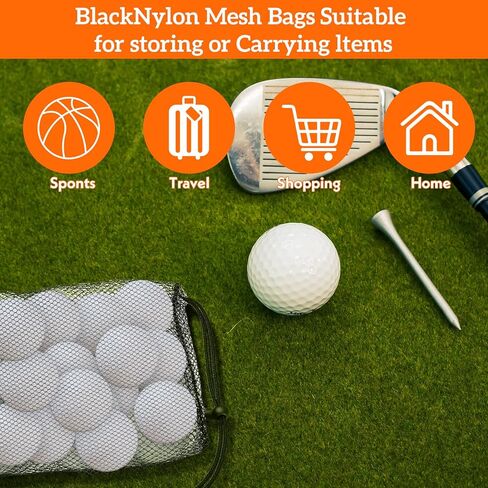 4 Pack 2 Sizes Golf Ball Bags Mesh Drawstring Bag Nylon Golf Ball Storage Bag Pouch Sports Equipment Organizer Sack for Collecting Half Balls Tennis Beach Travel Accessories in Saudi Arabia