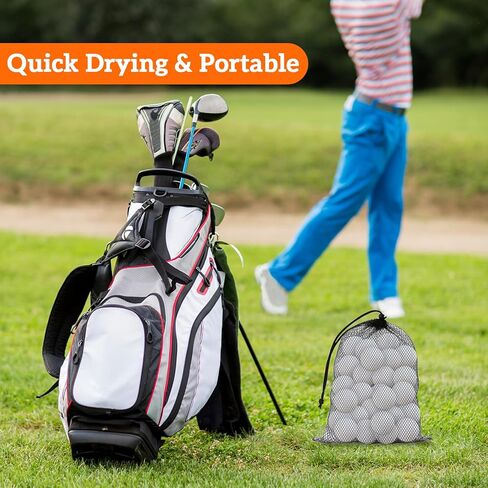 4 Pack 2 Sizes Golf Ball Bags Mesh Drawstring Bag Nylon Golf Ball Storage Bag Pouch Sports Equipment Organizer Sack for Collecting Half Balls Tennis Beach Travel Accessories in Saudi Arabia
