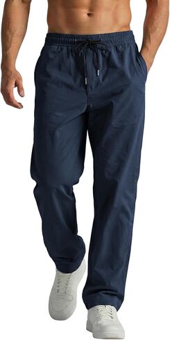 Vssjavun بنطال رياضي رجالي غير رسمي مريح مناسب للبضائع بنطلون تشينو برباط للتمرين بنطلون رياضي من نسيج التويل in Kuwait